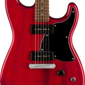 Squier Paranormal Strat-O-Sonic Electric Guitar in Crimson Red Transparent