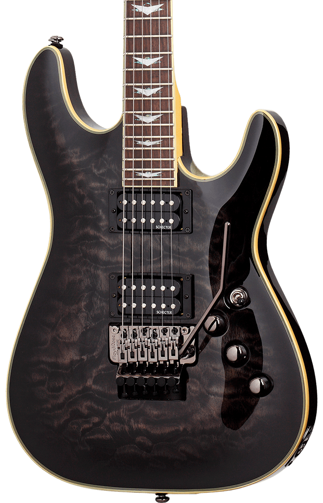 Schecter Omen Extreme 6 FR Electric Guitar in See-Thru Black