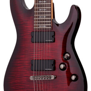Schecter DEMON-7 Flamed Maple Top in Crimson Red Burst