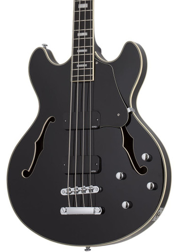 Schecter Corsair Semi-Hollow Bass Guitar in Gloss Black - Image 1