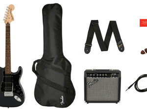 Squier Affinity Stratocaster HSS Pack in Charcoal Frost Metallic with Frontman 15G Amp