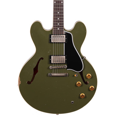 Gibson Custom Shop Murphy Lab 1959 ES-335 Reissue Heavy Aged Semi-Hollow Electric Guitar in Olive Drab (55653)