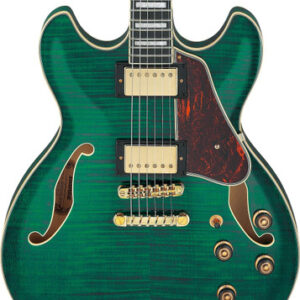 Ibanez AS93FM-TMG AS Series Flamed Maple Semi-Hollow Electric Guitar in Transparent Moss Green