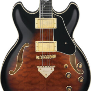 Ibanez AS93QMSP-DBS AS Series Quilted Maple Semi-Hollow Electric Guitar in Dark Brown Sunburst