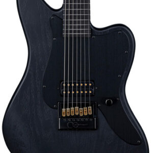 ESP LTD Alex Wade AW-XJ7 7-String Baritone Evertune Electric Guitar in Black Open Grain Satin