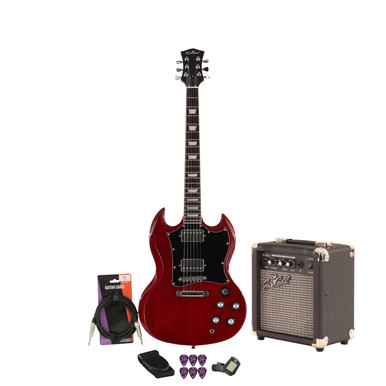 EastCoast GS10 Electric Guitar Starter Pack in Cherry with 10W Amp and Accessories
