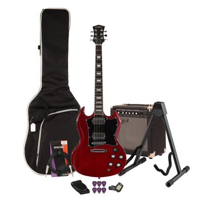 EastCoast GS10 Electric Guitar Starter Pack in Cherry with 15W Amp and Accessories