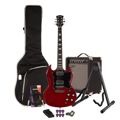 EastCoast GS10 Electric Guitar Starter Pack in Cherry with 35W Amp and Accessories