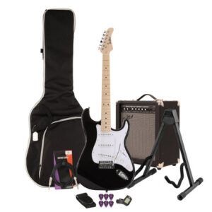 EastCoast ST1 Electric Guitar Starter Pack in Black with 35W Amp & Accessories