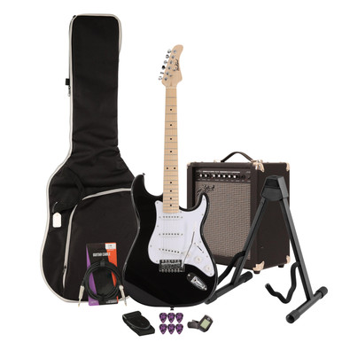EastCoast ST1 Electric Guitar Starter Pack in Black with 35W Amp & Accessories
