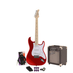 EastCoast ST1 Electric Guitar Starter Pack in Red with 10W Amp & Accessories