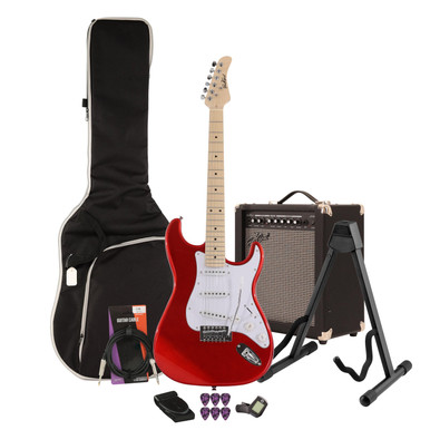 EastCoast ST1 Electric Guitar Starter Pack in Red with 35W Amp & Accessories