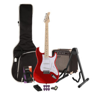 EastCoast ST1 Electric Guitar Starter Pack in Red with 15W Amp & Accessories