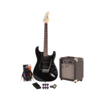 EastCoast ST2 Electric Guitar Starter Pack in Black Metallic with 10W Amp & Accessories