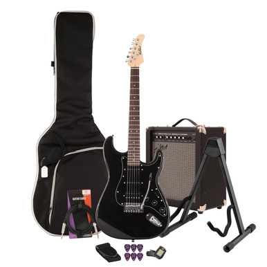 EastCoast ST2 Electric Guitar Starter Pack in Black Metallic with 35W Amp & Accessories