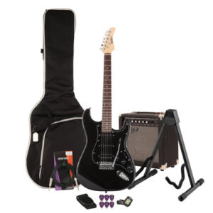 EastCoast ST2 Electric Guitar Starter Pack in Black Metallic with 15W Amp & Accessories
