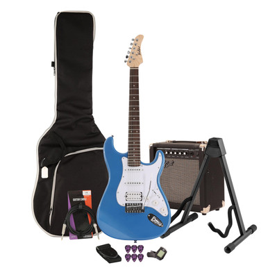 EastCoast ST2 Electric Guitar Starter Pack in Blue Metallic with 15W Amp & Accessories