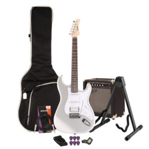 EastCoast ST2 Electric Guitar Starter Pack in Slick Silver with 15W Amp & Accessories