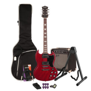 EastCoast GS61 Electric Guitar Starter Pack in Cherry with 15W Amp & Accessories