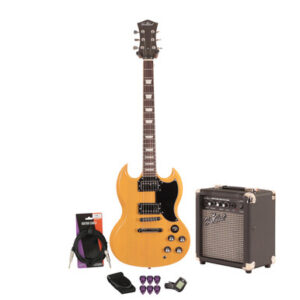 EastCoast GS61 Electric Guitar Starter Pack in TV Yellow with 10W Amp & Accessories