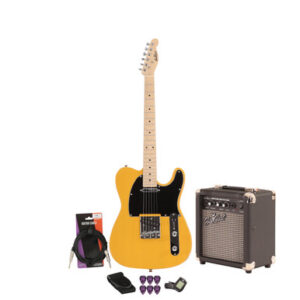 EastCoast T1 Electric Guitar Starter Pack in Butterscotch with 10W Amp & Accessories
