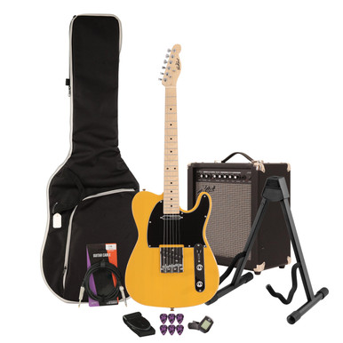 EastCoast T1 Electric Guitar Starter Pack in Butterscotch with 35W Amp & Accessories