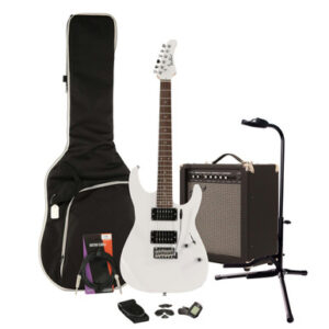 EastCoast HM1 Electric Guitar Starter Pack in White with 35W Amp & Accessories