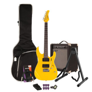 EastCoast HM1 Electric Guitar Starter Pack in Yellow 35W Amp & Accessories