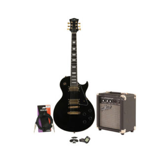 EastCoast L1 Electric Guitar Starter Pack in Black with 10W Amp & Accessories