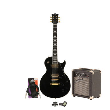 EastCoast L1 Electric Guitar Starter Pack in Black with 10W Amp & Accessories