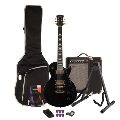 EastCoast L1 Electric Guitar Starter Pack in Black with 35W Amp & Accessories