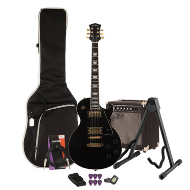 EastCoast L1 Electric Guitar Starter Pack in Black with 15W Amp & Accessories