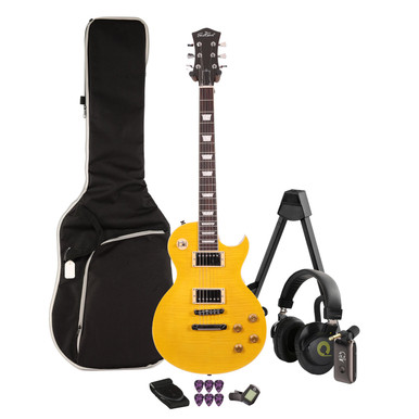 EastCoast L1 Electric Guitar Silent Bundle in Dirty Lemon Burst with Headphone Amp & Accessories