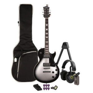EastCoast L1 Electric Guitar Silent Bundle in Silverburst With Headphone Amp & Accessories