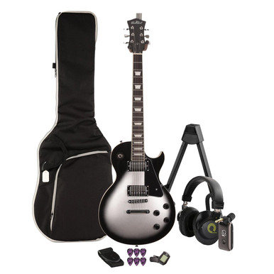 EastCoast L1 Electric Guitar Silent Bundle in Silverburst With Headphone Amp & Accessories