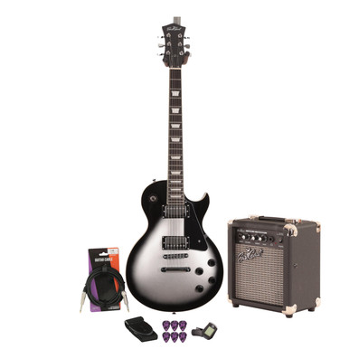 EastCoast L1 Electric Guitar Starter Pack in Silver Burst With 10W Amp & Accessories