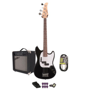 EastCoast MSB Bass Guitar Starter Pack in Black with 15W Amp & Accessories