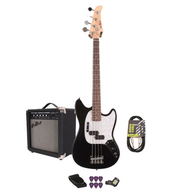 EastCoast MSB Bass Guitar Starter Pack in Black with 15W Amp & Accessories