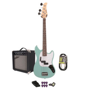 EastCoast MSB Bass Guitar Starter Pack in Daphne Blue with 15W Amp & Accessories