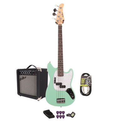 EastCoast MSB Bass Guitar Starter Pack in Seafoam Green with 15W Amp & Accessories