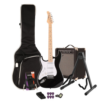 EastCoast ST1 Left Handed Electric Guitar Starter Pack in Black 35W Amp and Accessories
