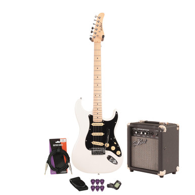 EastCoast ST1 Electric Guitar Starter Pack in Pearl White with 10W Amp & Accessories