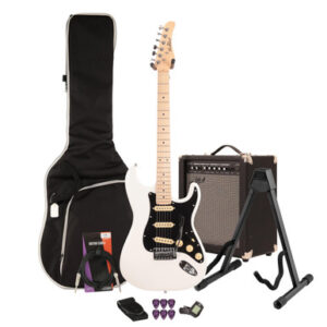 EastCoast ST1 Electric Guitar Starter Pack in Pearl White with 35W Amp & Accessories