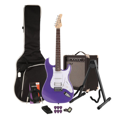 EastCoast ST2 Electric Guitar Starter Pack in Purple Metallic with 35W Amp & Accessories