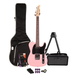 EastCoast T1 Electric Guitar Starter Pack In Bubblegum Metallic with Bounce 15W Amp & Accessories