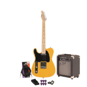 EastCoast T1 Left Handed Electric Guitar Starter Pack in Butterscotch with 10W Amp & Accessories