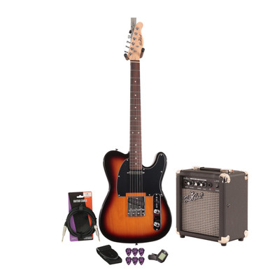 EastCoast T1 Electric Guitar Starter Pack in Vintage Sunburst with 10W Amp & Accessories