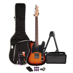 EastCoast T1 Electric Guitar Starter Pack in Vintage Sunburst with Bounce 15W Amp & Accessories