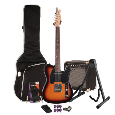 EastCoast T1 Electric Guitar Starter Pack in Vintage Sunburst with 15W Amp & Accessories
