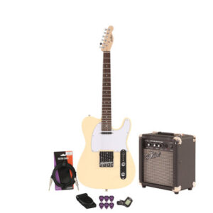 EastCoast T1 Electric Guitar Starter Pack in Vintage White with 10W Amp & Accessories